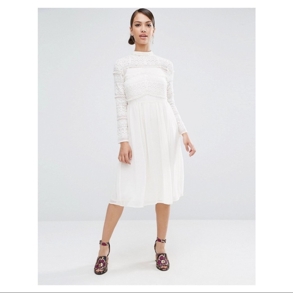 ❌SOLD❌ASOS Ivory or “Cream” Lace Insert Dress - Picture 1 of 9